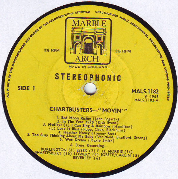 The Chartbusters : Movin' (LP, Comp)