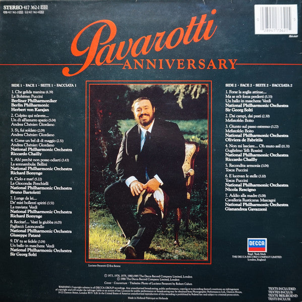 Luciano Pavarotti : Anniversary (LP, Comp)