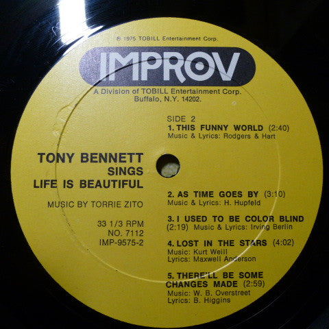 Tony Bennett : Tony Bennett Sings... "Life Is Beautiful" (LP, Album)