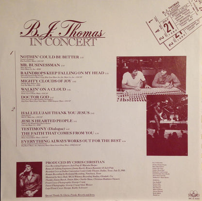 B.J. Thomas : B.J. Thomas In Concert (LP, Album)