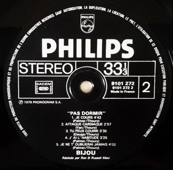 Bijou (2) : Pas Dormir (LP, Album)