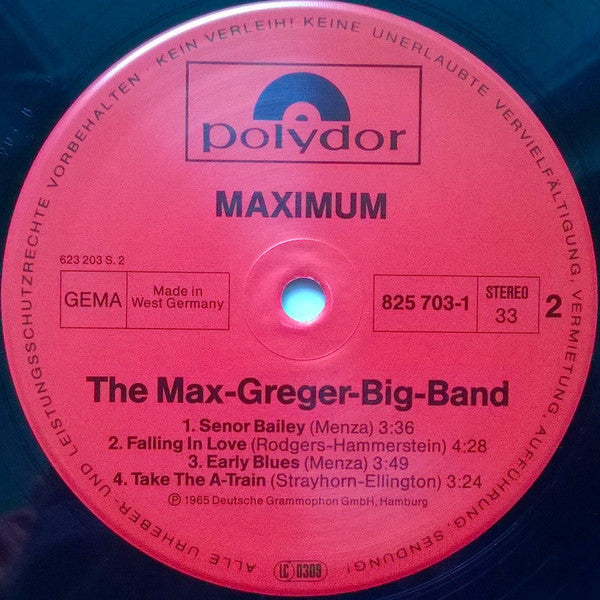 The Max Greger Big Band : Maximum (LP, Album, RE)