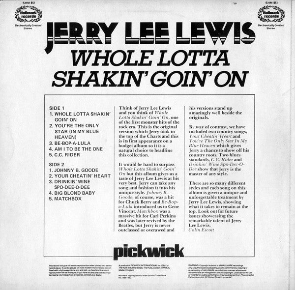 Jerry Lee Lewis : Whole Lotta Shakin' Goin' On (LP, Comp)