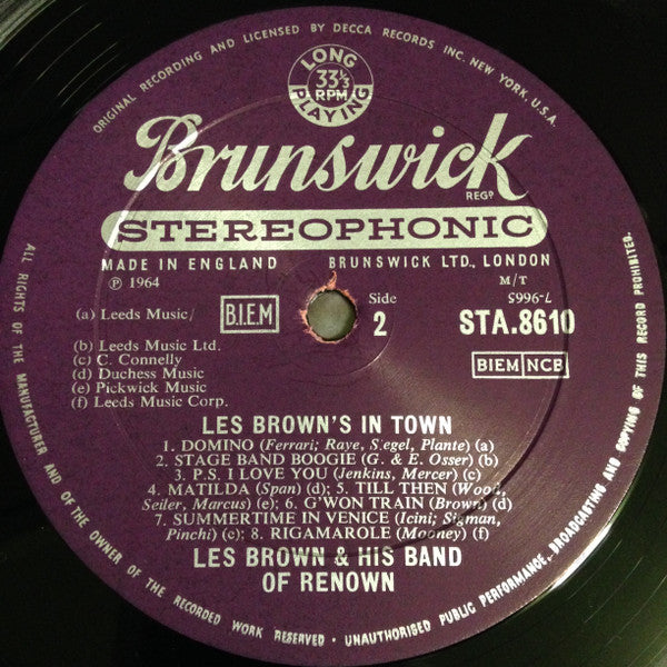 Les Brown And His Band Of Renown : Les Brown's In Town! (16 Great Dance Arrangements) (LP)