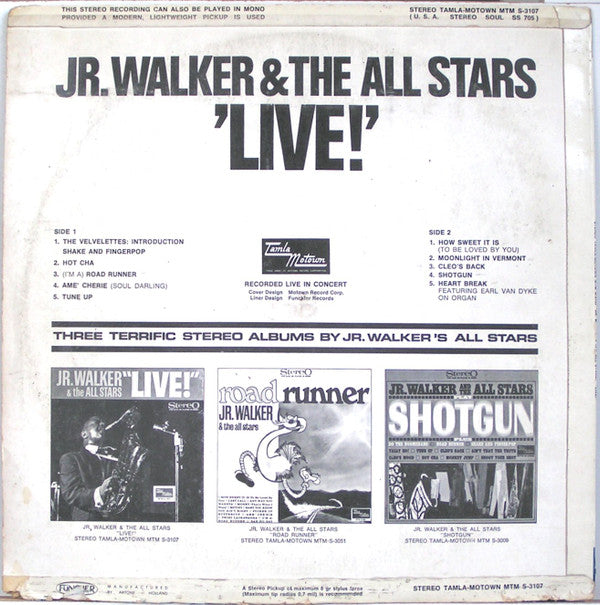 Junior Walker & The All Stars : Jr. Walker & The All Stars "Live" (LP, Album, Fli)