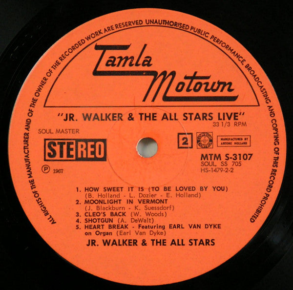 Junior Walker & The All Stars : Jr. Walker & The All Stars "Live" (LP, Album, Fli)