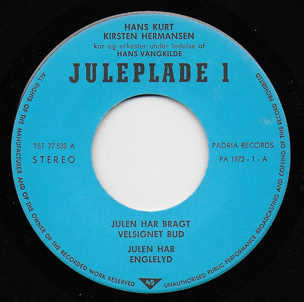 Hans Kurt Og Kirsten Hermansen : Juleplade 1 (7", EP)