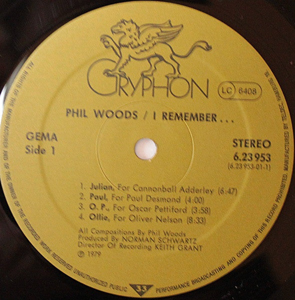 Phil Woods : I Remember... (LP, Album, Gat)