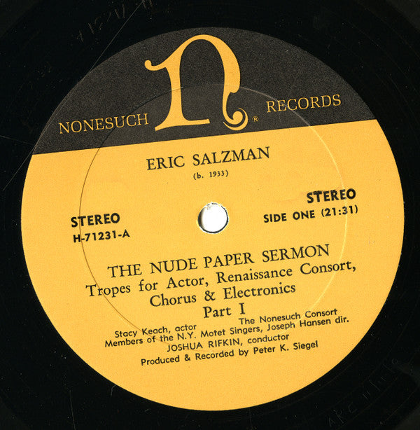 Eric Salzman : The Nude Paper Sermon (LP, Album)