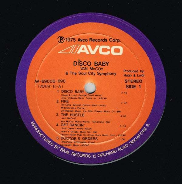 Van McCoy & The Soul City Symphony : Disco Baby (LP, Album)