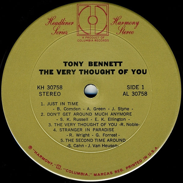 Tony Bennett : The Very Thought Of You (LP, Comp)