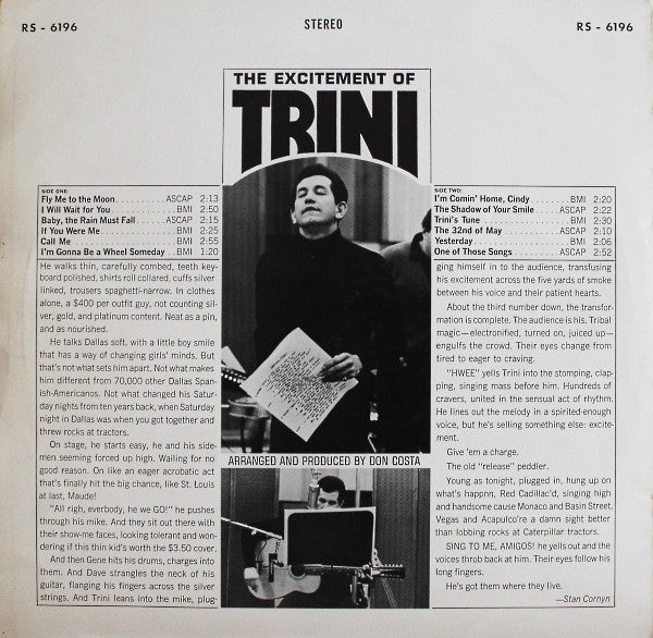 Trini Lopez : Trini (LP, Album)