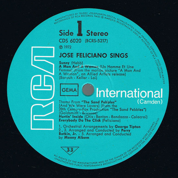 José Feliciano : Sings (LP, Comp)