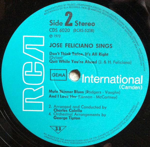 José Feliciano : Sings (LP, Comp)