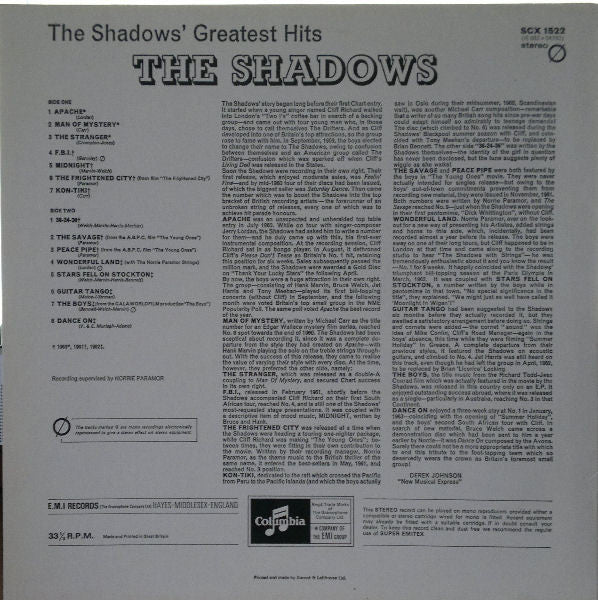 The Shadows : The Shadows' Greatest Hits (LP, Comp, RE)