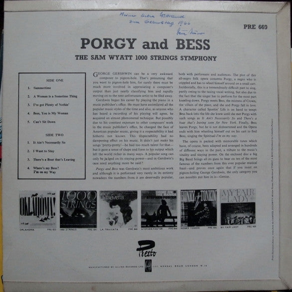 The Sam Wyatt 1000 Strings Symphony : Porgy And Bess (LP)