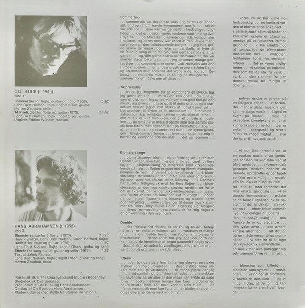 Ole Buck / Hans Abrahamsen, Lena Bust Nielsen, Ingolf Olsen, Morten Zeuthen, Søren Barfoed, Henrik Svitzer : Sommertrio / 14 Præludier / Blomstersange / Double / Efterår (LP)