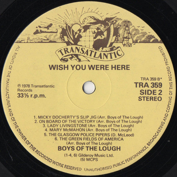 The Boys Of The Lough : Wish You Were Here (LP)