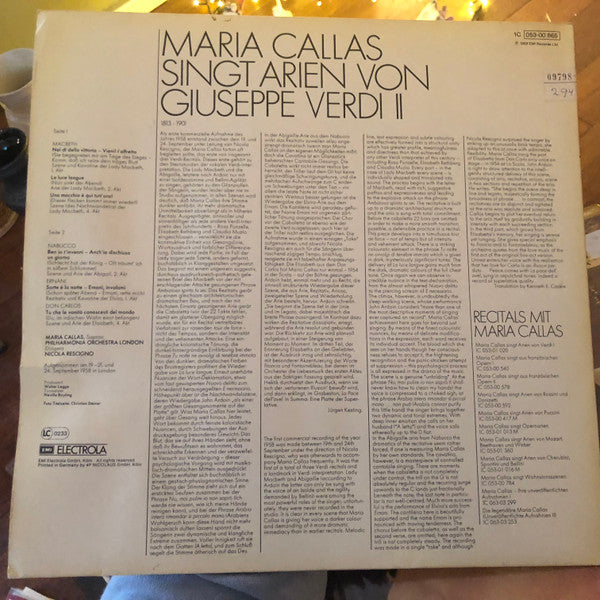 Maria Callas : Maria Callas Singt Arien Von Verdi II (LP, RE)