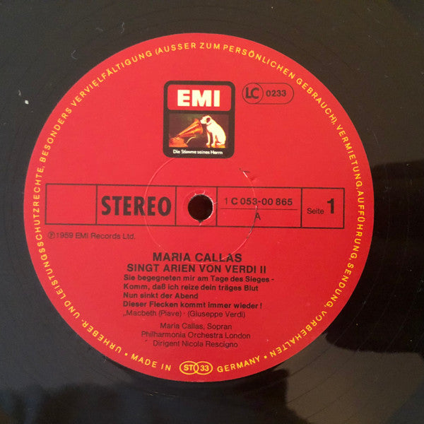 Maria Callas : Maria Callas Singt Arien Von Verdi II (LP, RE)