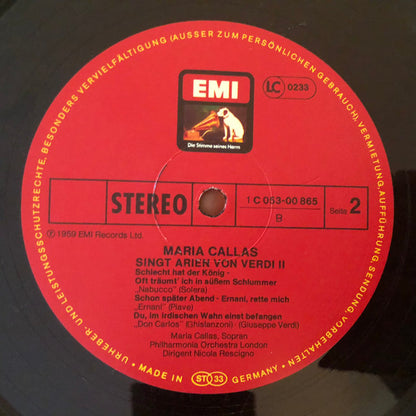 Maria Callas : Maria Callas Singt Arien Von Verdi II (LP, RE)