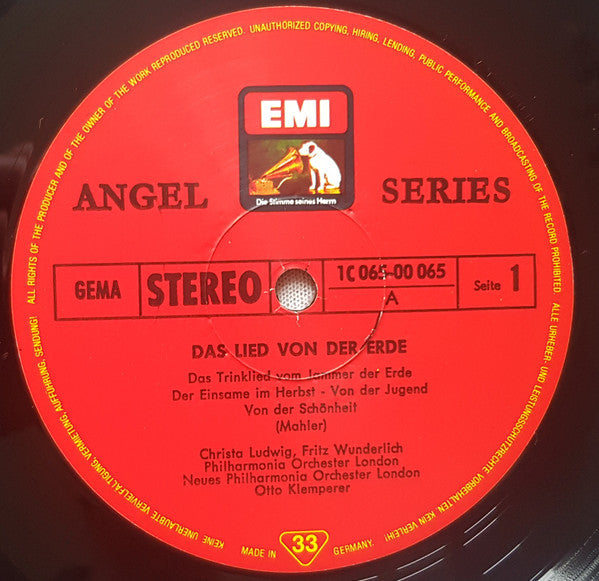 Gustav Mahler - Christa Ludwig, Fritz Wunderlich, Philharmonia Orchestra, New Philharmonia Orchestra, Otto Klemperer : Das Lied Von Der Erde (LP, RE, Gat)