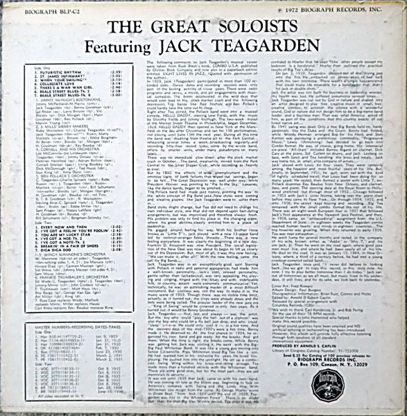 Jack Teagarden : The Great Soloists 1929 - 36 Featuring Jack Teagarden  (LP, Comp)