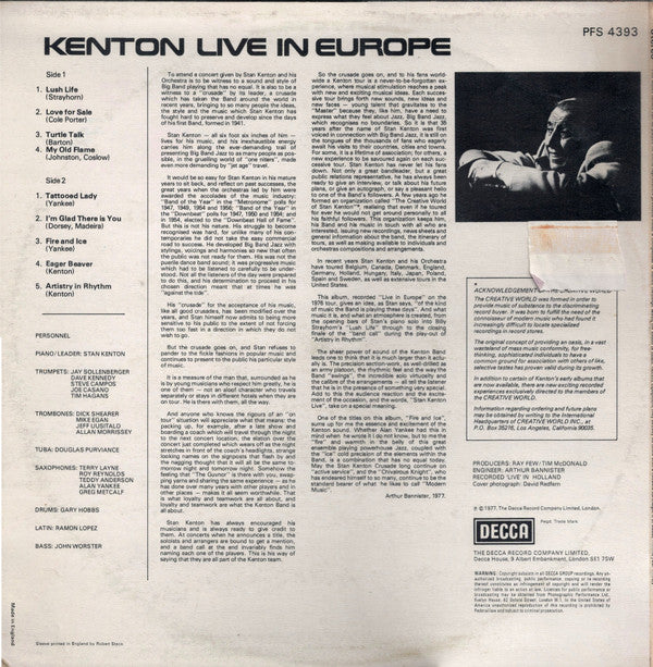 Stan Kenton : Live In Europe (LP, Album)