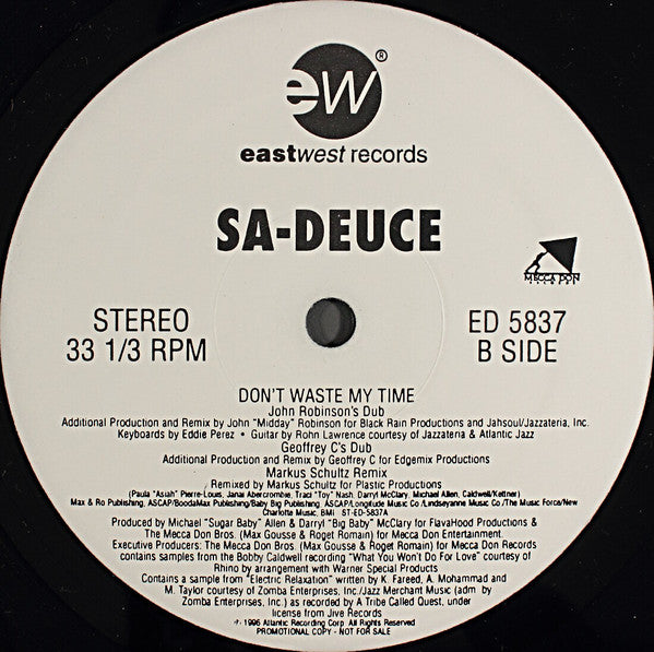 Sa-Deuce : Don't Waste My Time (12", Promo)