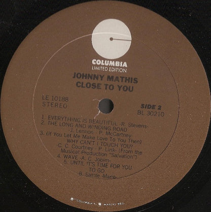 Johnny Mathis : Close To You (LP, Album, RE)