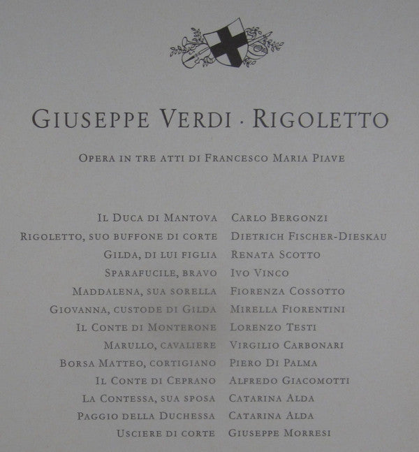 Giuseppe Verdi - Dietrich Fischer-Dieskau, Renata Scotto, Carlo Bergonzi, Fiorenza Cossotto, Orchestra Del Teatro Alla Scala, Coro Del Teatro Alla Scala, Roberto Benaglio, Rafael Kubelik : Rigoletto (3xLP + Box)