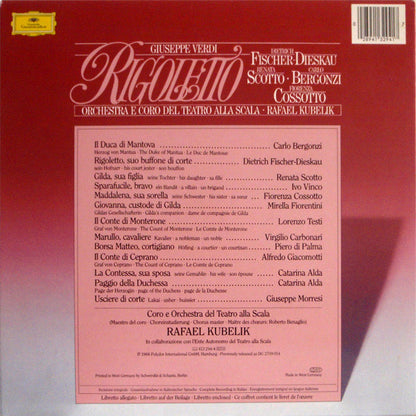 Giuseppe Verdi - Dietrich Fischer-Dieskau, Renata Scotto, Carlo Bergonzi, Fiorenza Cossotto, Orchestra Del Teatro Alla Scala E Coro Del Teatro Alla Scala, Roberto Benaglio, Rafael Kubelik : Rigoletto (3xLP, RE, Env)