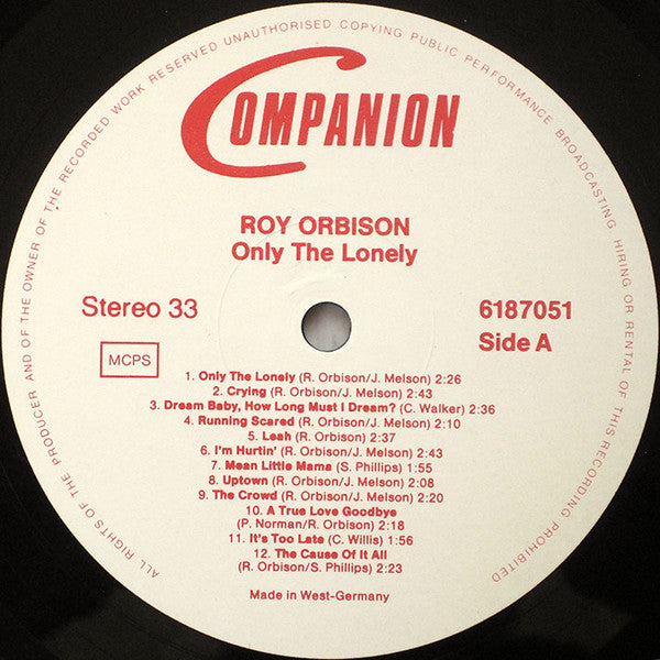 Roy Orbison : Only The Lonely (LP, Comp)