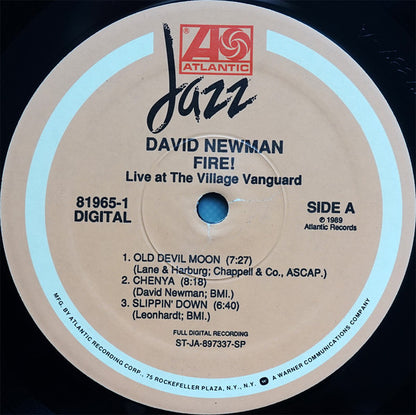 David "Fathead" Newman : Fire! Live At The Village Vanguard (LP, Album)