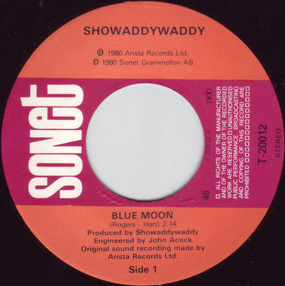 Showaddywaddy : Blue Moon (7", Single)