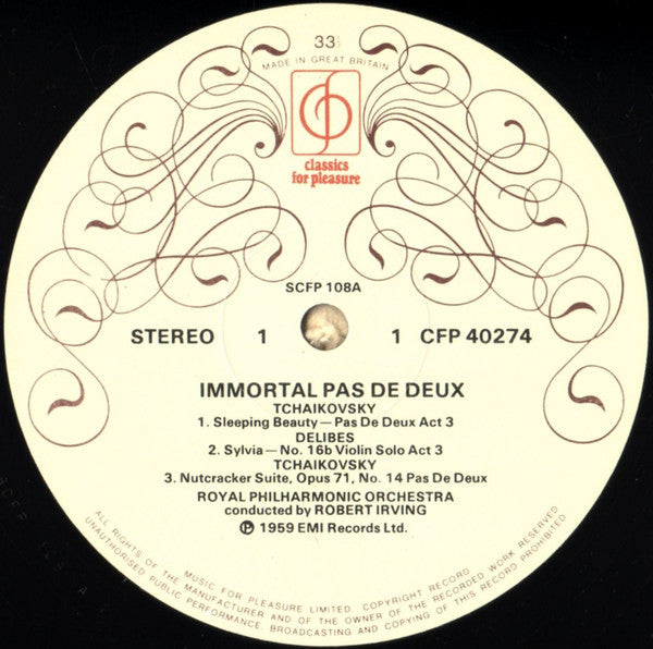 The Royal Philharmonic Orchestra, Robert Irving (2) : Immortal Pas De Deux (LP, RE)