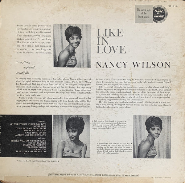 Nancy Wilson : Like In Love (LP, Album, Scr)