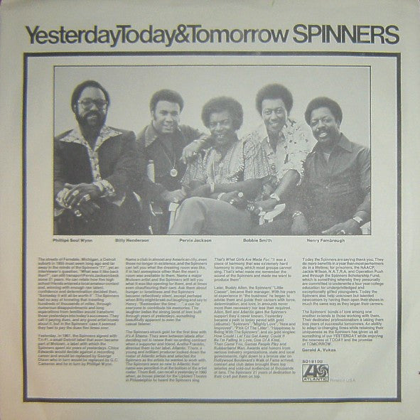 Spinners : Yesterday, Today & Tomorrow (LP, Album, PR )