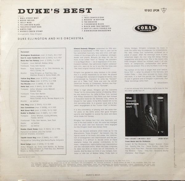 Duke Ellington And His Orchestra : Duke's Best (LP, Comp)