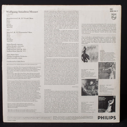 Wolfgang Amadeus Mozart - The London Symphony Orchestra, John Alldis Choir, John Constable - Sir Colin Davis : « Credo Mass »  K.257 / « Coronation Mass »  K.317 (LP, Album, RE)