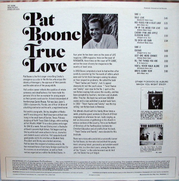 Pat Boone : True Love (LP, Comp)