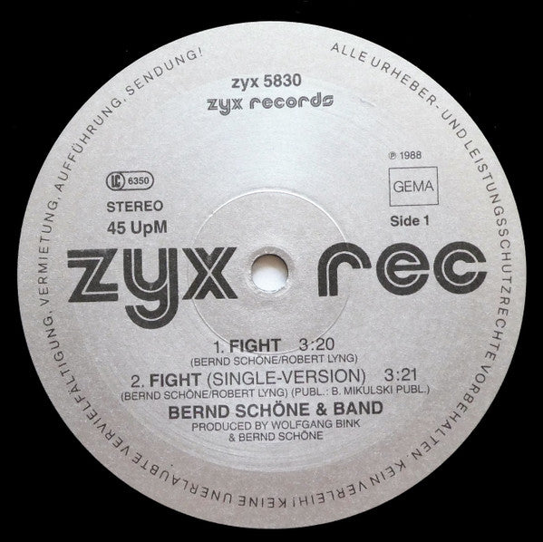 Bernd Schöne : Fight (12", Single)