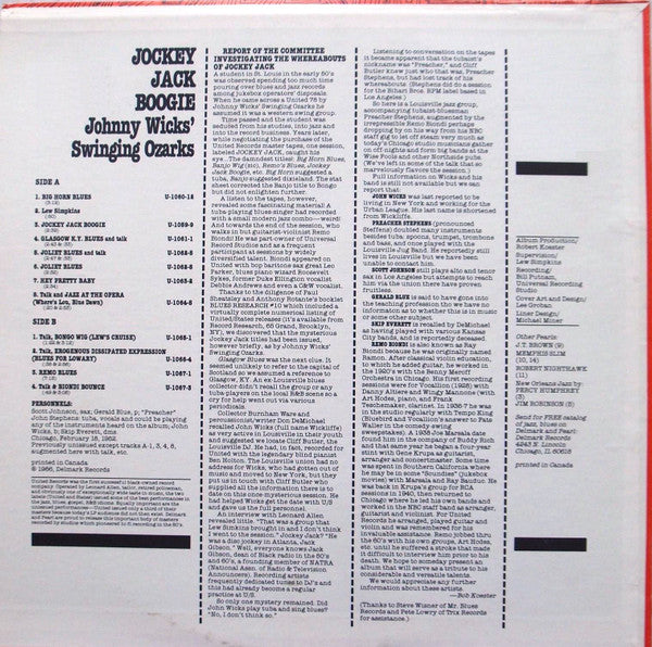 Johnny Wicks' Swinging Ozarks : Jockey Jack Boogie (LP, Album)