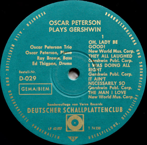 The Oscar Peterson Trio : Oscar Peterson Trio Plays Gershwin (10", Mono)