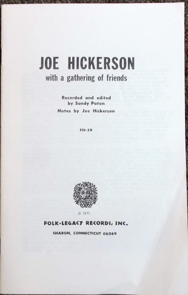 Joe Hickerson : Joe Hickerson With A Gathering Of Friends (LP, Album)