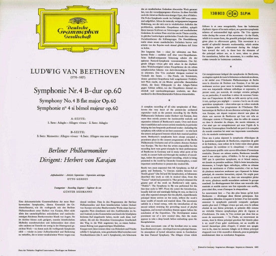 Ludwig Van Beethoven - Berliner Philharmoniker · Herbert von Karajan : Symphonie Nr. 4 (LP)