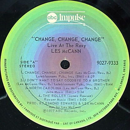 Les McCann : Change, Change, Change (Live At The Roxy) (LP, Album)