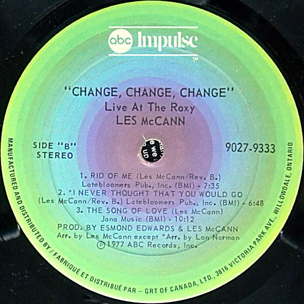 Les McCann : Change, Change, Change (Live At The Roxy) (LP, Album)