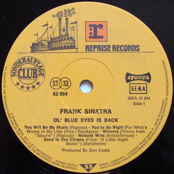 Frank Sinatra : Ol' Blue Eyes Is Back (LP, Album, Club, Gat)