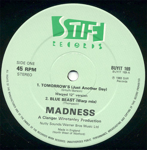 Madness : Tomorrow's (Just Another Day) (Warped 12" Version) (12", Ltd)